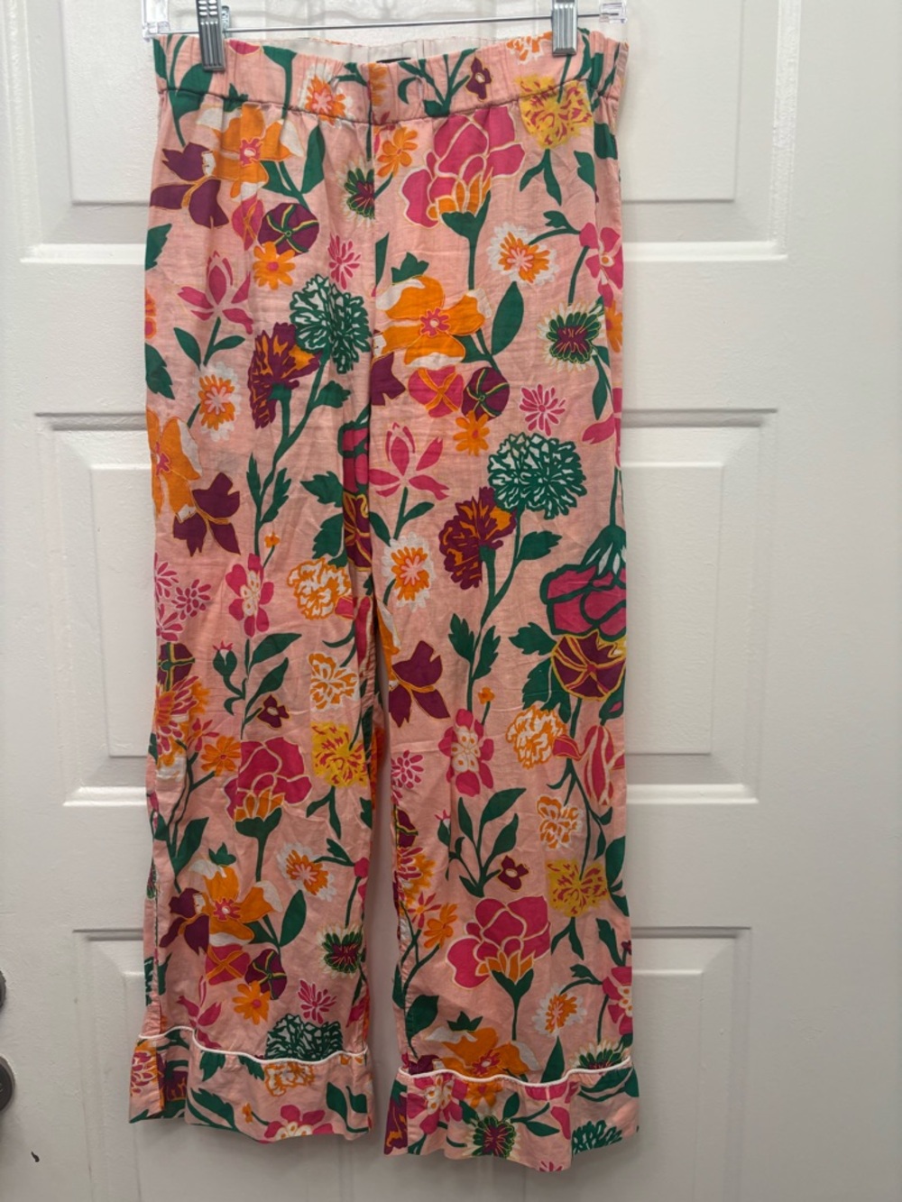 J. CREW Pink Orange Green Floral Lightweight Cotton Pajama Pants